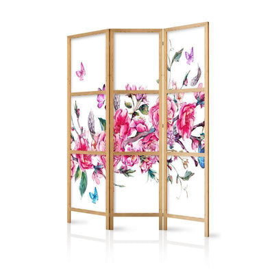 Paravento giapponese Ramo di fiori e farfalle 3 ante