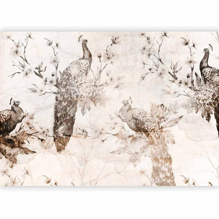 Carta da parati - Peacocks in Delicate Beige