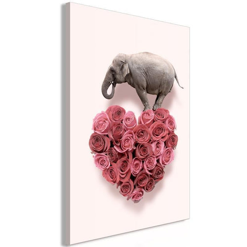 Quadro - Elephant Lover (1-part) - Elephant Amid Pink Flowers