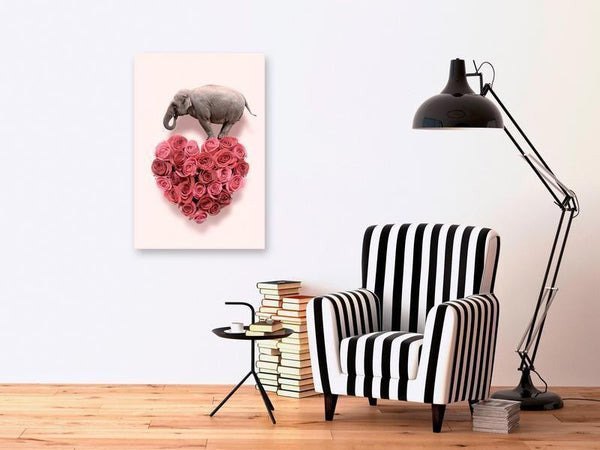 Quadro - Elephant Lover (1-part) - Elephant Amid Pink Flowers