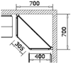 Modulo aggiuntivo ad angolo zincato per scaffale negozio di cm. 70x70x200h