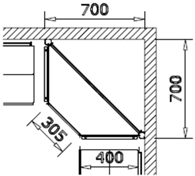 Modulo aggiuntivo ad angolo zincato per scaffale negozio di cm. 70x70x200h