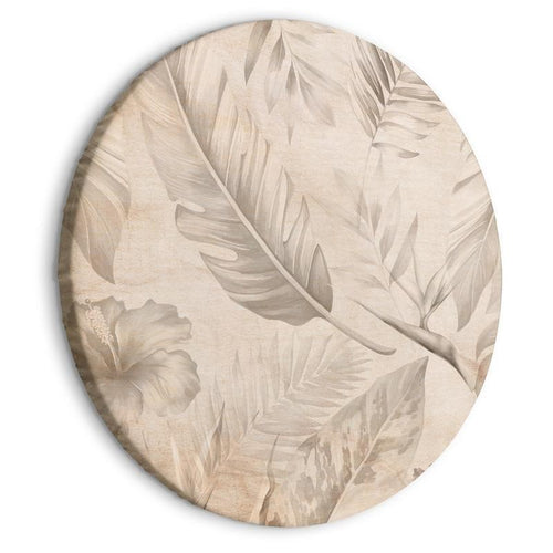 Quadro rotondo - A multitude of exotic leaves and flowers - A subtle composition of tropical plant species maintained in