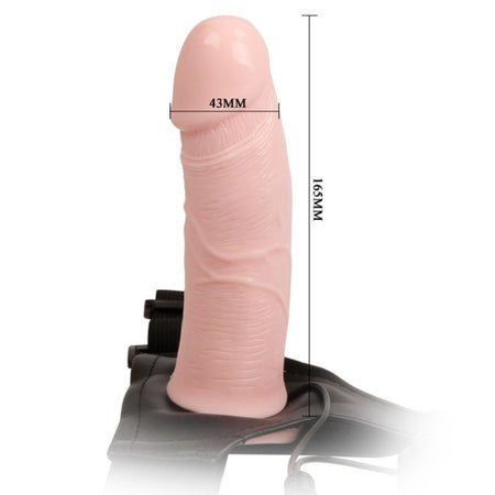 Baile strap-on con dildo realistico vibrante 17 cm