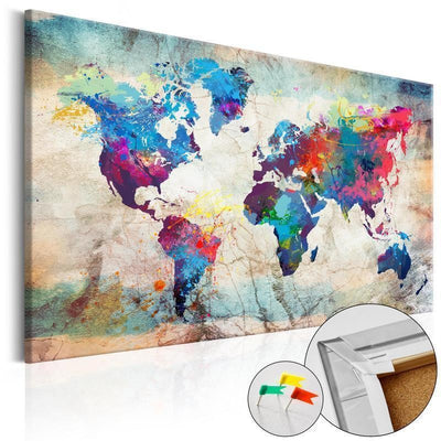 Quadro di sughero - World Map: Colourful Madness