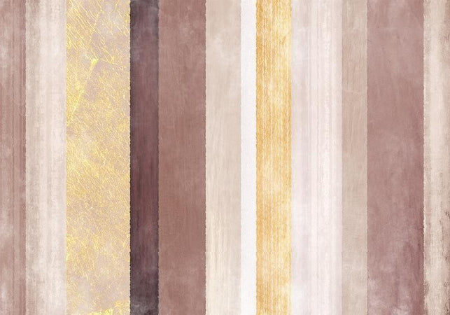 Carta da parati - Striped pattern - abstract background in stripes of different colours with gold pattern
