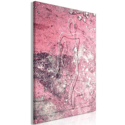 Quadro - Figure on Pink Background (1-part) - Female Silhouette in Marble