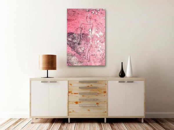 Quadro - Figure on Pink Background (1-part) - Female Silhouette in Marble