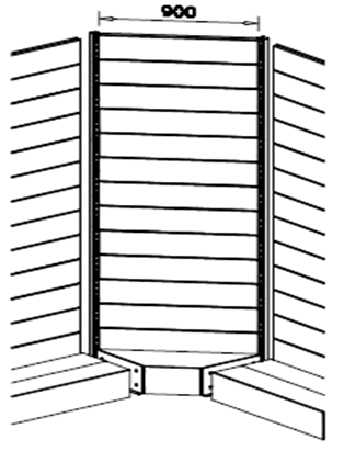 Modulo aggiuntivo ad angolo per scaffalatura metallica per negozi di cm. 70x70x250h