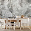 Carta da parati - Light and shadow - grey and white composition with floral motif and pattern