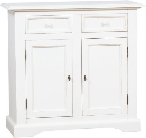 Biscottini Biscottini Credenza Country Shabby Chic Legno Tiglio Bianca Anticata 110x45x103