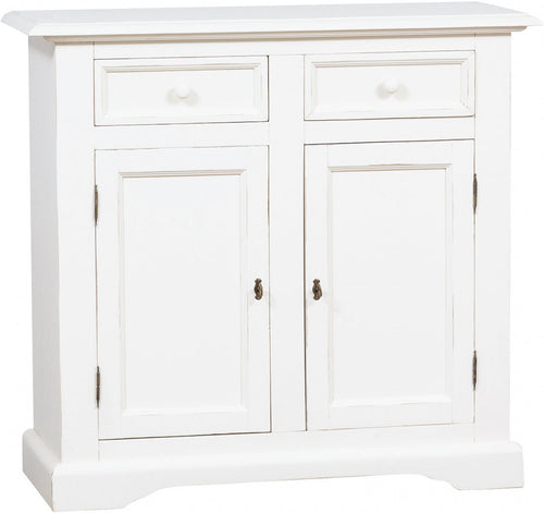Biscottini Biscottini Credenza Country Shabby Chic Legno Tiglio Bianca Anticata 110x45x103