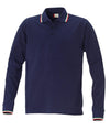 Polo Amarillo Blu Manica Lunga Polo con Profili Tricolore