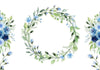 Carta da parati - Romantic wreath - plant motif with blue flowers and leaves