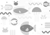 Carta da parati - Minimalist grey ocean - geometric fish in water for children
