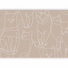 Carta da parati - Cat lineart - minimalist sketches of white cats on beige background