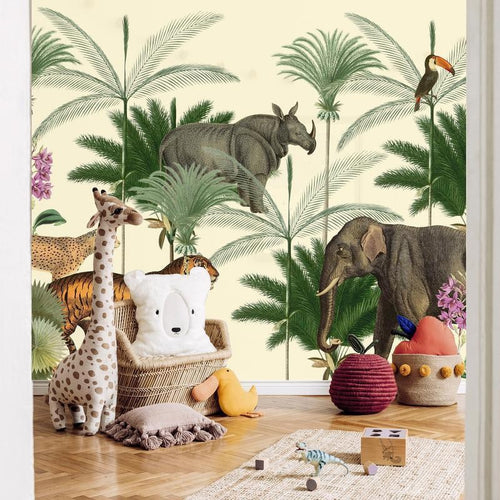 Carta da parati - Jungle Land With Animals in the Style of Old Engravings