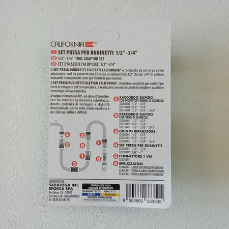 California 1/2" - 3/4" portagomma presa rubinetto giardino