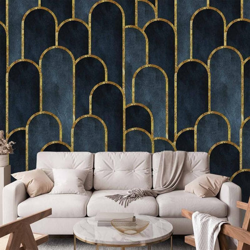 Carta da parati - Gold and Navy Blue Pattern