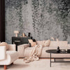 Carta da parati - Peaceful oasis - landscape of hanging black leaf vines on a grey background
