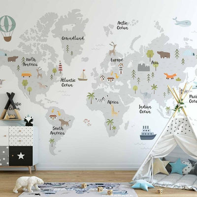 Carta da parati - Minimalist Map for Childrens Room