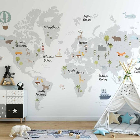 Carta da parati - Minimalist Map for Childrens Room