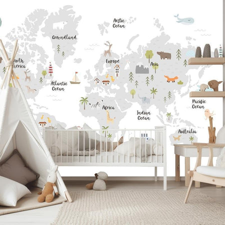 Carta da parati - Minimalist Map for Childrens Room