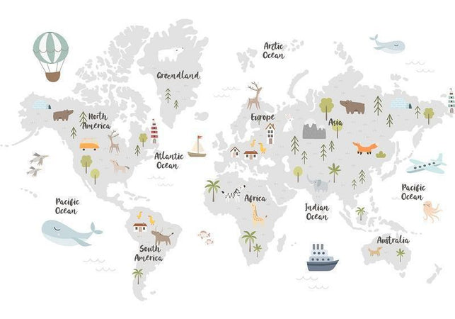 Carta da parati - Minimalist Map for Childrens Room