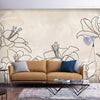 Carta da parati - Sketch of nature - minimalist lineart with lily flowers on a beige background