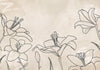 Carta da parati - Sketch of nature - minimalist lineart with lily flowers on a beige background