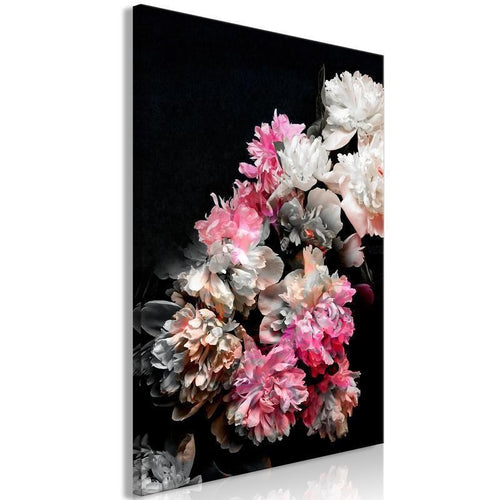 Quadro - Peony Charm (1-part) - Colorful Bouquet on Black Background