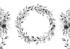 Carta da parati - Romantic wreath - grey plant motif with leaves with rose pattern