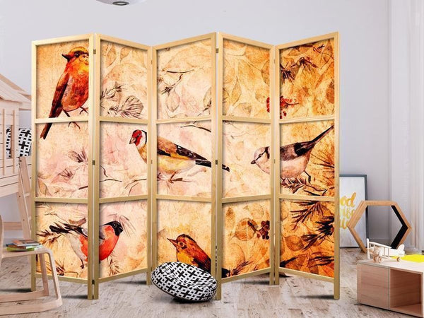 Paravento giapponese Uccelli sui rami 5 ante