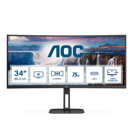 Aoc v5 cu34v5c/bk led display 86,4 cm (34\") 3440 x 1440 pixel wide quad hd nero