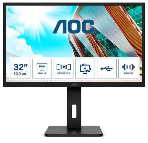 Aoc p2 q32p2 monitor pc 80 cm (31.5\) 2560 x 1440 pixel 2k ultra hd led nero