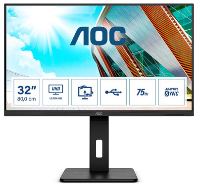 Aoc p2 u32p2 monitor pc 80 cm (31.5\) 3840 x 2160 pixel 4k ultra hd led nero