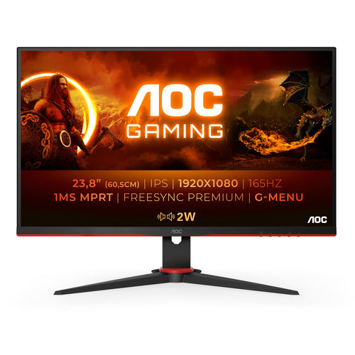 Aoc g2 24g2spae/bk led display 60,5 cm (23.8\) 1920 x 1080 pixel full hd nero, rosso