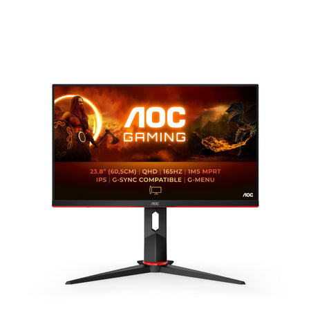 Aoc g2 q24g2a/bk led display 60,5 cm (23.8\") 2560 x 1440 pixel quad hd lcd nero, rosso
