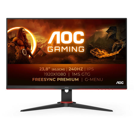 Aoc g2 24g2ze/bk led display 60,5 cm (23.8\") 1920 x 1080 pixel full hd nero, rosso