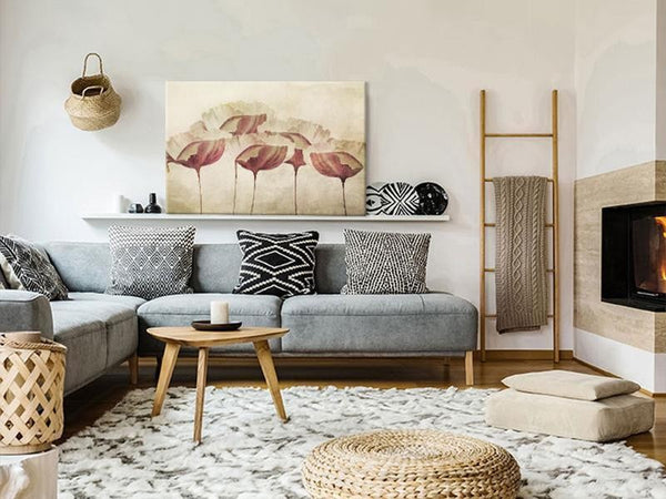 Quadro - Flowers in Beige (1 Part) Wide