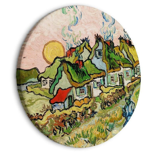 Quadro rotondo - Thatched Cottages in the Sunshine Reminiscence of the North (Vincent van Gogh)