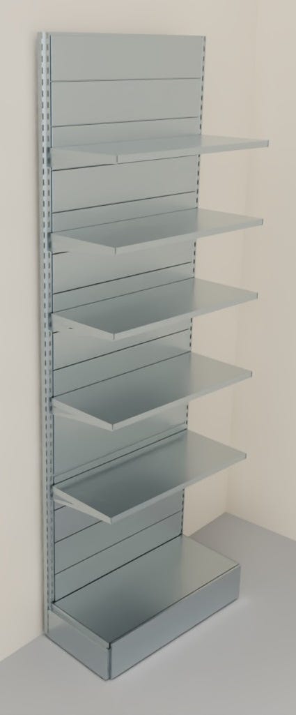 Scaffale di metallo zincato per arredare pareti negozi cm. 100x40x300h