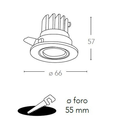 Faretto Incasso Alluminio Bianco Tondo Orientabile Led 3 watt Luce Naturale