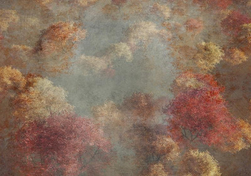 Carta da parati - Nature in autumn - landscape of autumn trees in painted retro style