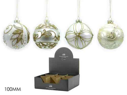 Palla Vetro 100mm 4 Assortimenti Bianco