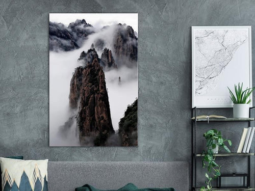 Quadro - High Mountains in Mist (1-part) - Landscape of Clouds Amid Rocks