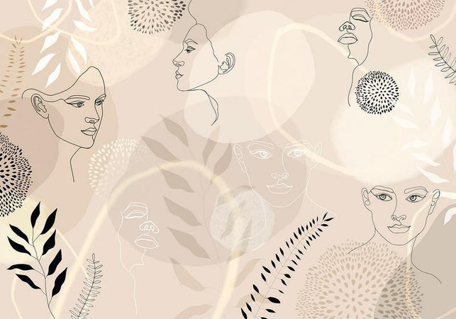 Carta da parati - Beige Line Art