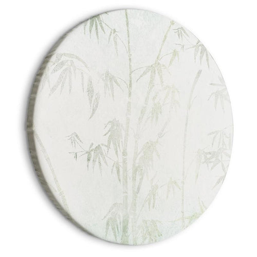 Quadro rotondo - Bamboo forest - Delicate bamboo jungle in pastel colors of celadon and green on a light background/Jung