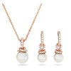 Swarovski - Collana e Orecchini Originally Crystal Pearl set , Bianco, Placcato color oro rosa
