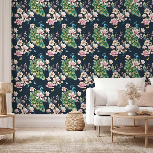 Tappezzeria murale - Magnolias and Peacocks